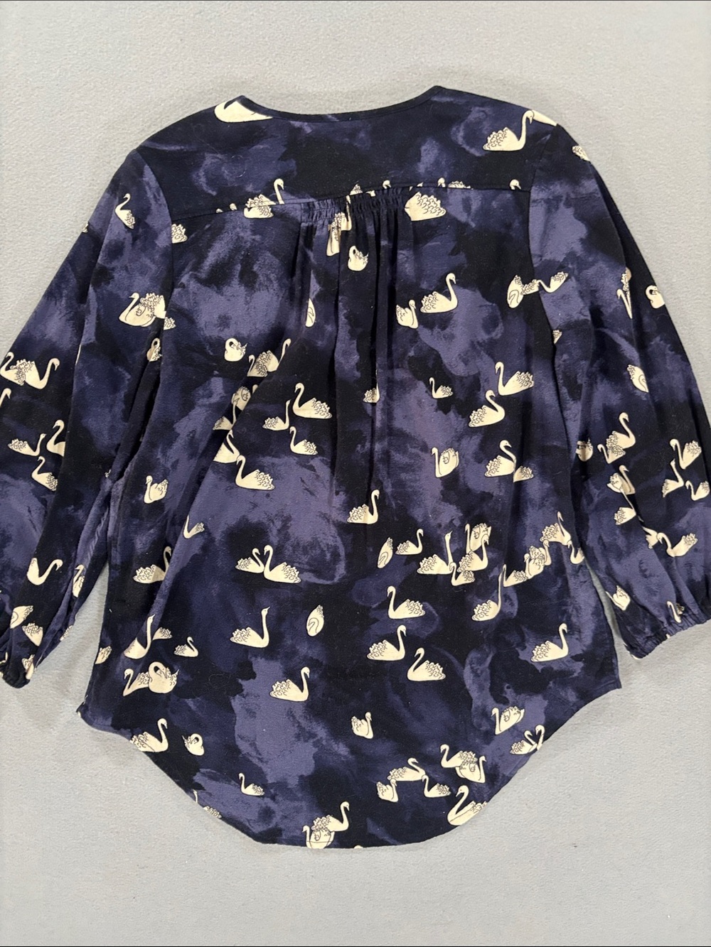 Maeve Anthropologie Navy Swan flannel Print Button-Front Women's Top M - Picture 10 of 10
